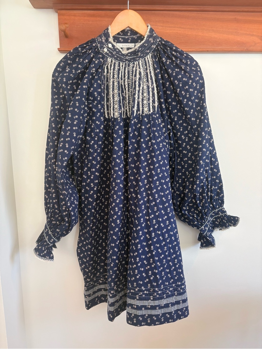 DOEN Navy Beatrice long sleeve floral dress - Picture 4 of 12